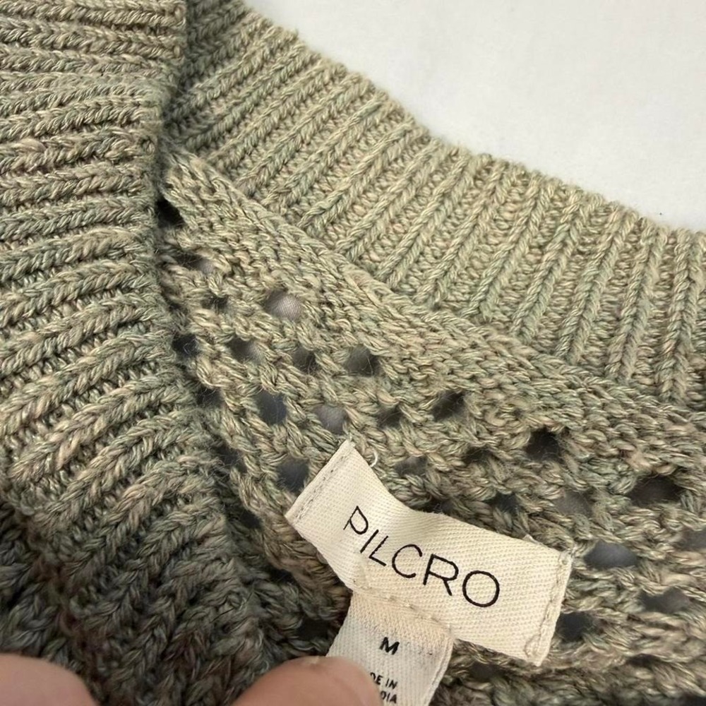 Anthropologie Pilcro Stitchy Bomber Cardigan Sweater in grey ish green - Picture 4 of 6